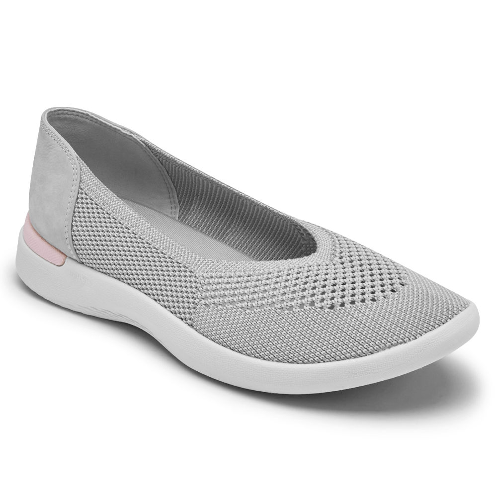 Rockport Singapore Womens Flats - truFLEX Fly Knit Ballet Grey - IZ1840396